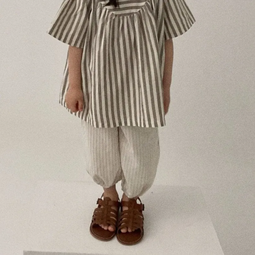 Unisex Pin Stripe Summer Trousers (Beige Stripe)