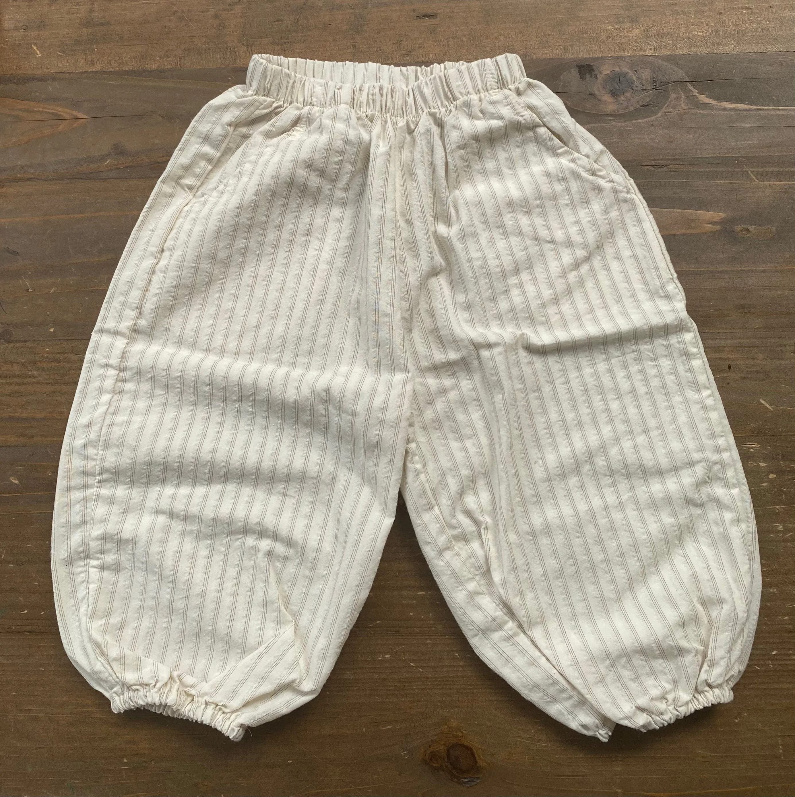 Unisex Pin Stripe Summer Trousers (Beige Stripe)
