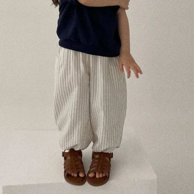 Unisex Pin Stripe Summer Trousers (Beige Stripe)