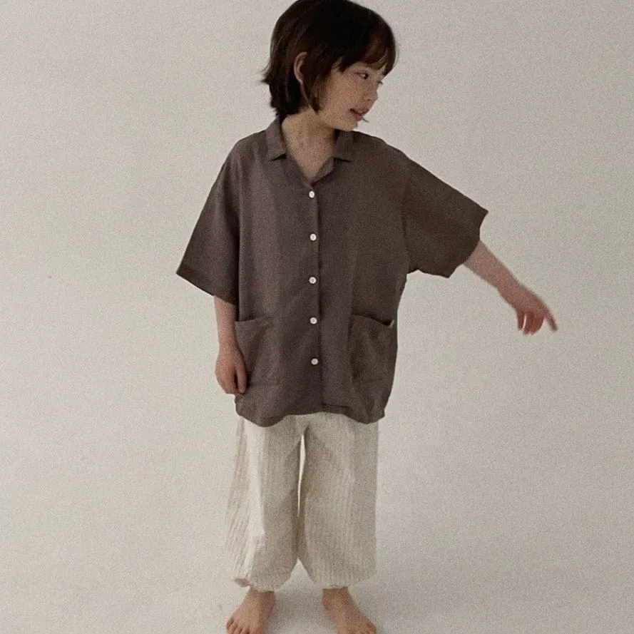 Unisex Pin Stripe Summer Trousers (Beige Stripe)