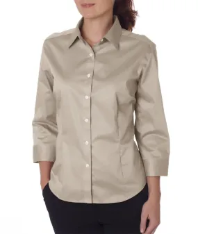 van heusen ladies' 3/4-sleeve dress twill - khaki (xl)