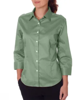 van heusen ladies' 3/4-sleeve dress twill - sage (l)