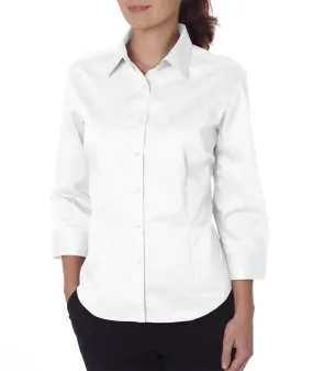 van heusen ladies' 3/4-sleeve dress twill - white (xl)