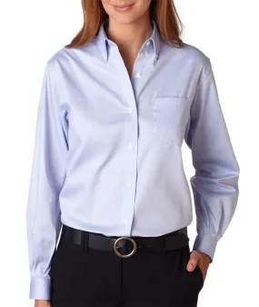 van heusen ladies' long-sleeve blended pinpoint oxford - blue (xl)