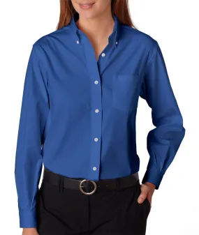 van heusen ladies' long-sleeve blended pinpoint oxford - english blue (xl)