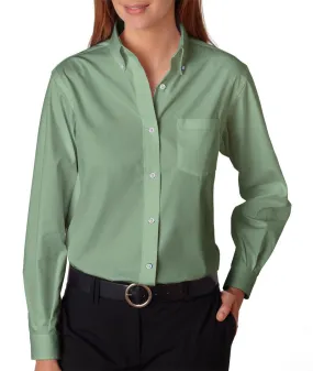 van heusen ladies' long-sleeve blended pinpoint oxford - sage (l)