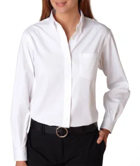 van heusen ladies' long-sleeve blended pinpoint oxford - white (m)