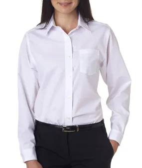 van heusen ladies' long-sleeve cotton-rich broadcloth - white (xl)