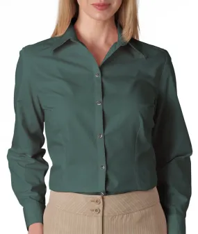 van heusen ladies' long-sleeve silky poplin - bayleaf (xl)