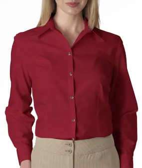 van heusen ladies' long-sleeve silky poplin - cardinal (l)
