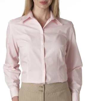 van heusen ladies' long-sleeve silky poplin - pink (xl)