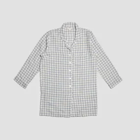 Warm Blue Gingham Linen Nightshirt