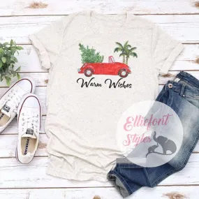 Warm Wishes Shirt Bug Convertible Christmas Tree Palm Trees Cute Winter Christmas Shirt Holiday Tee