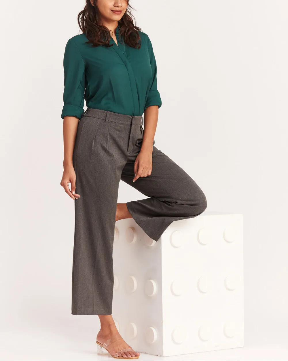 Wide Leg Pleated Formals - Grey