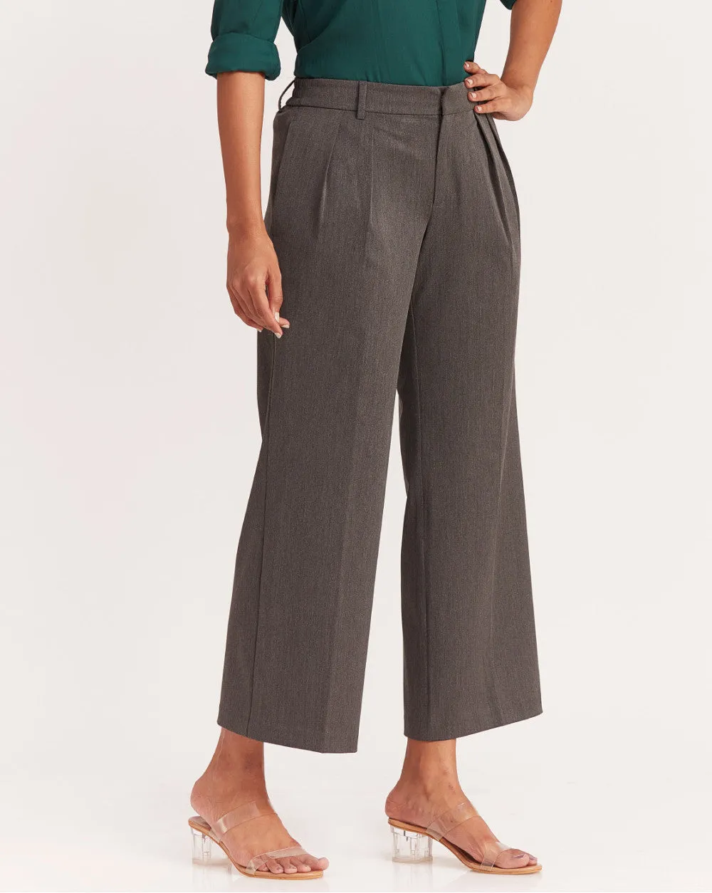 Wide Leg Pleated Formals - Grey
