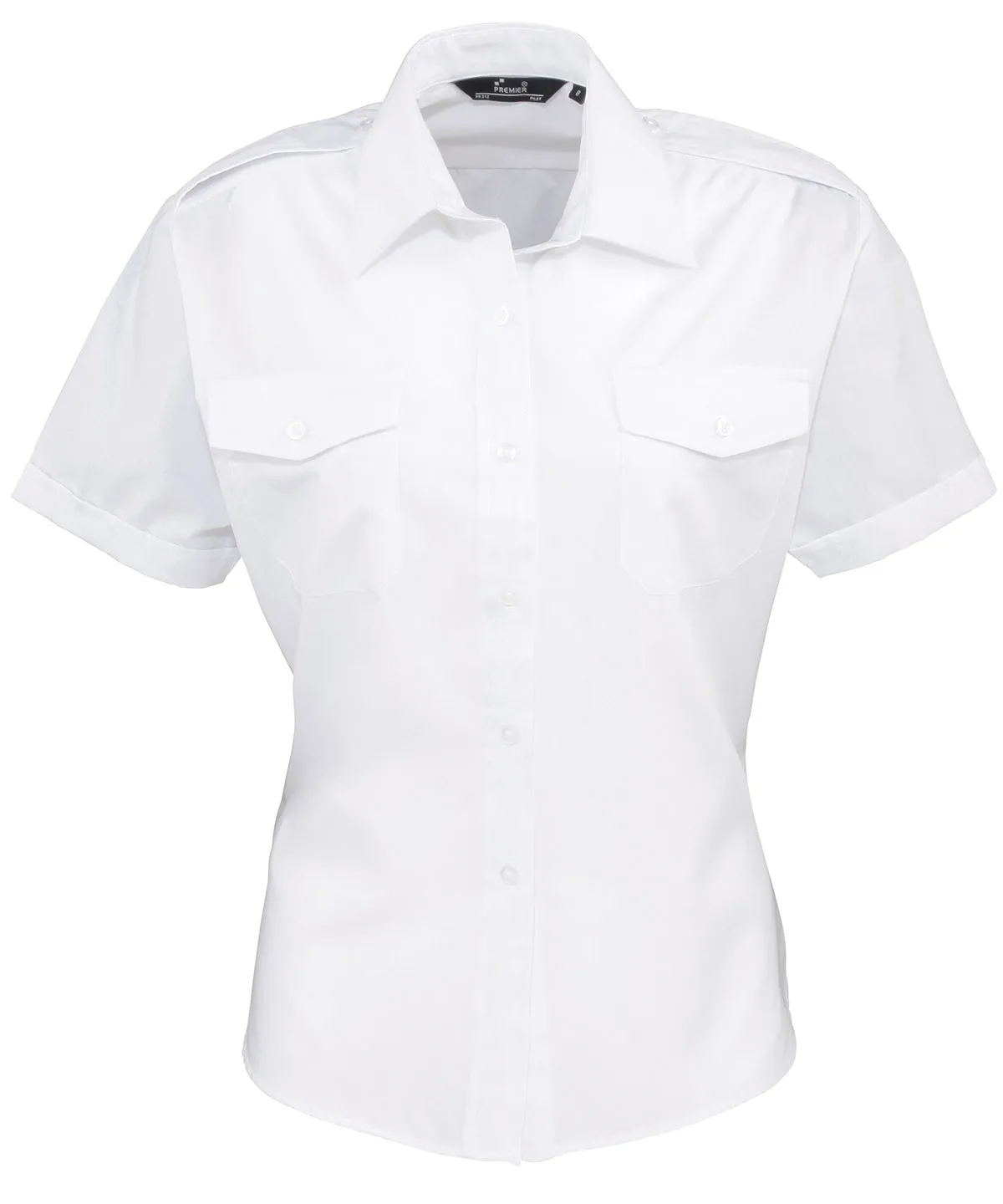 Womens short sleeve pilot blouse | White